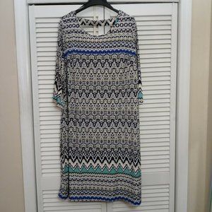 Mlle Gabrielle Plus Dress Size 3x 3/4 Sleeve Long Blue Green